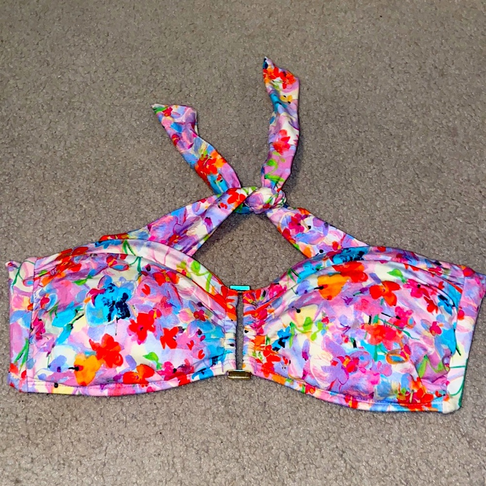 Liz Claiborne Floral Bandeau Bikini Top Size 12